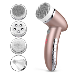 Waterproof Vibration 4 In 1 Facial Cleansing Brush & Face Massage Set Tool